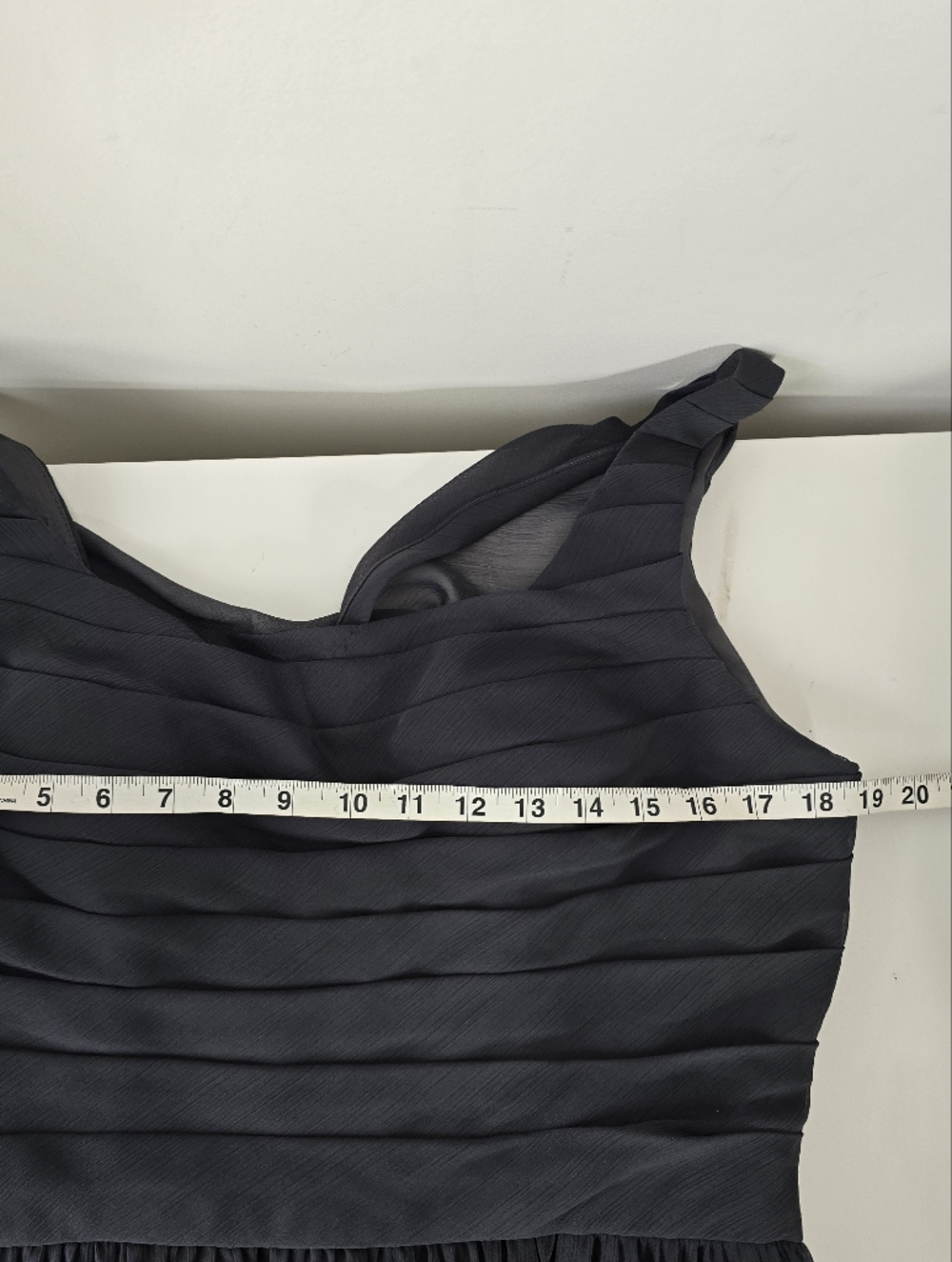 Mori Lee Angelina Faccenda Charcoal Chiffon Squareneck Pleated Draped Dress 16 - Picture 7 of 13